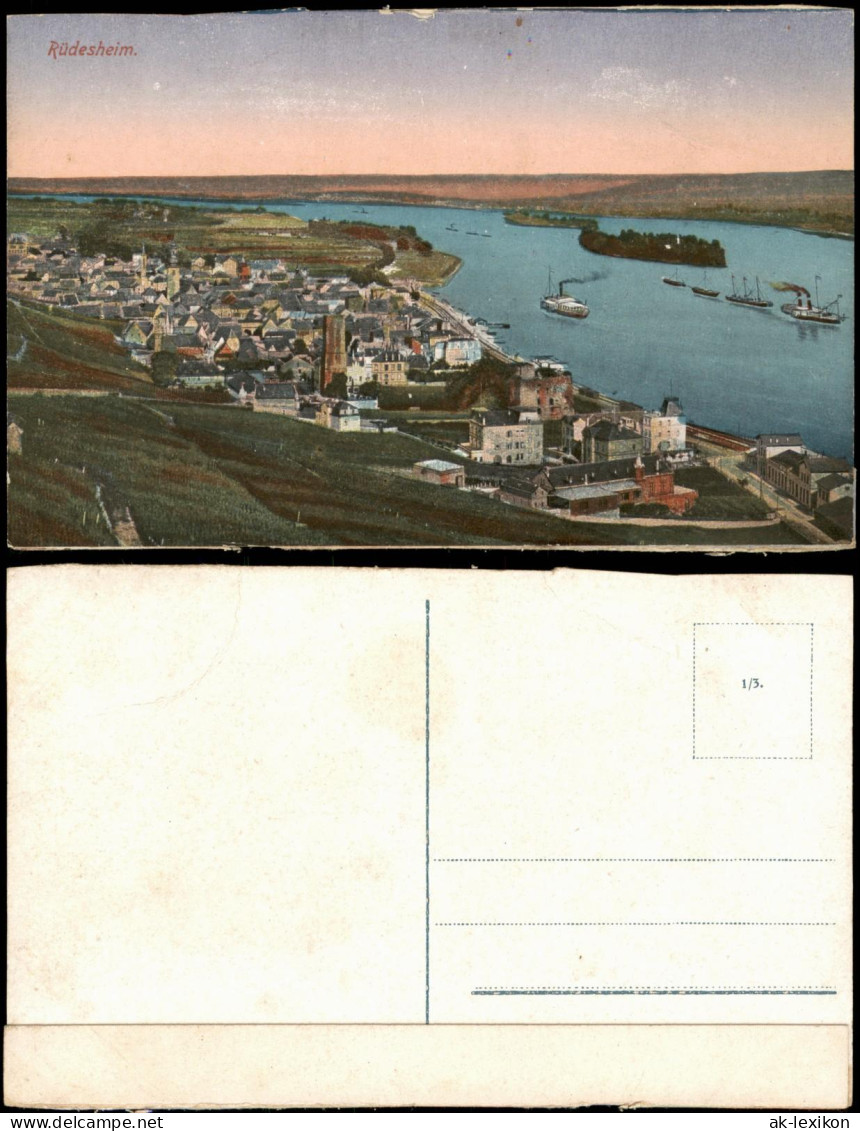 Ansichtskarte Rüdesheim (Rhein) Panorama-Ansicht Mit Rhein-Blick 1910 - Rüdesheim A. Rh.