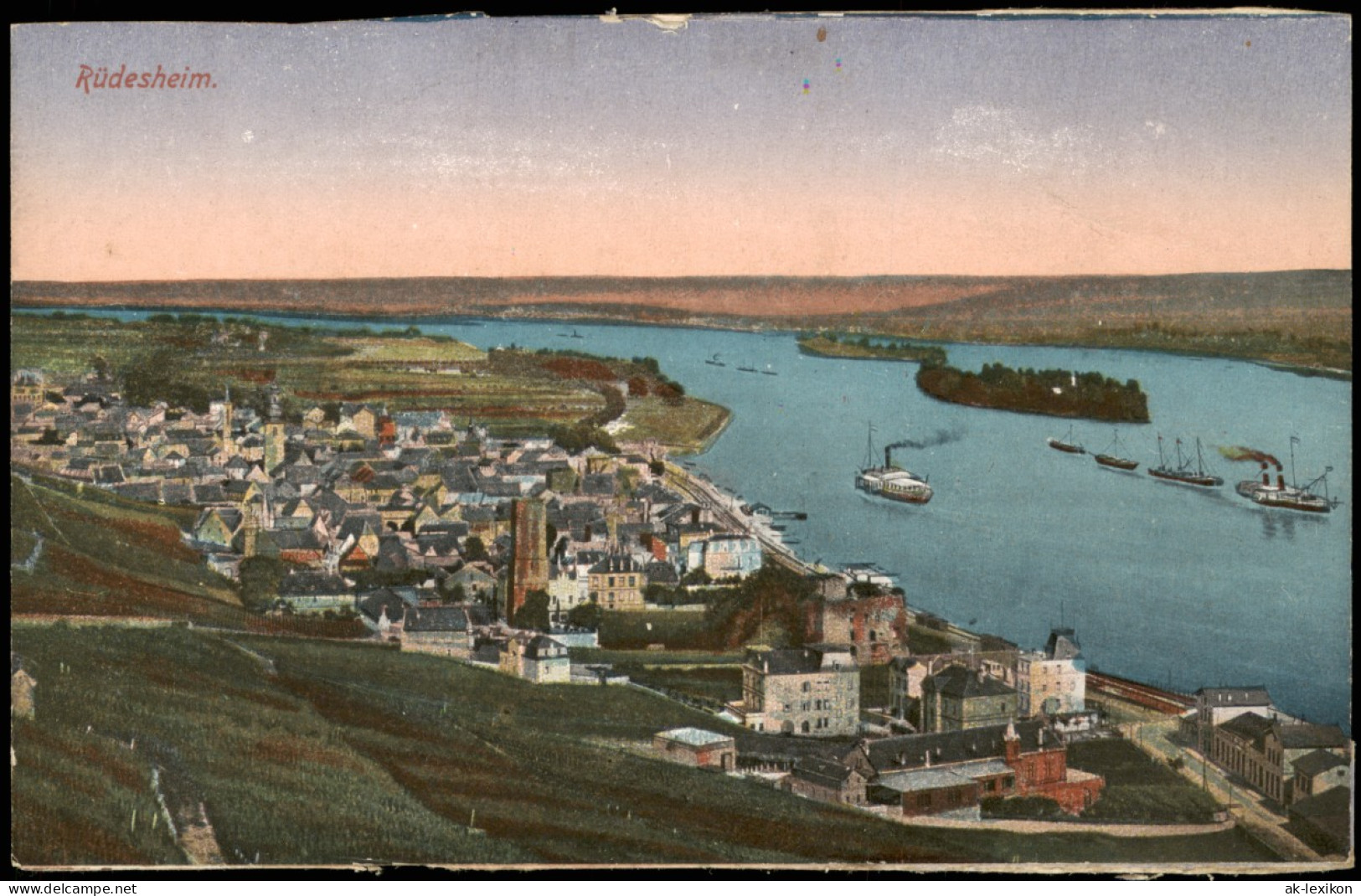 Ansichtskarte Rüdesheim (Rhein) Panorama-Ansicht Mit Rhein-Blick 1910 - Rüdesheim A. Rh.