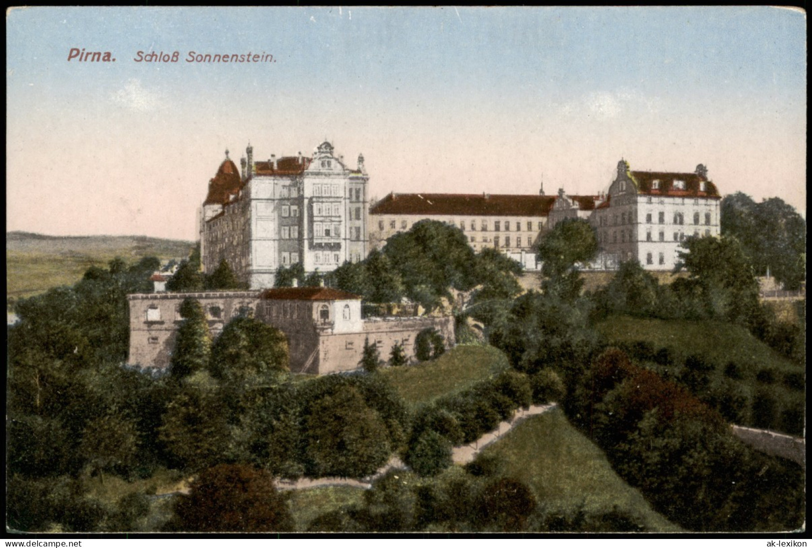 Ansichtskarte Pirna Schloss Sonnenstein (Castle View) 1910 - Pirna