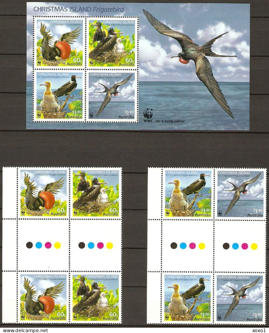 Christmas Island 2010 MiNr. 681 - 684 (Block 26) Weihnachtsinsel BIRDS Christmas Frigatebird WWF 8V+M\SH   MNH** 28.50 € - Neufs