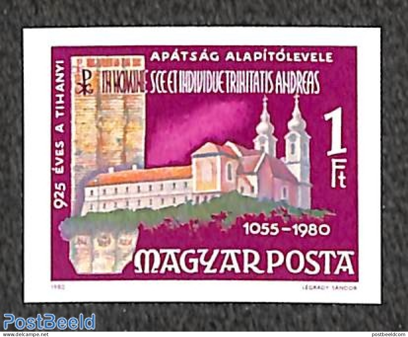 Hungary 1980 Tihany Abbey 1v Imperforated, Mint NH, Religion - Cloisters & Abbeys - Neufs