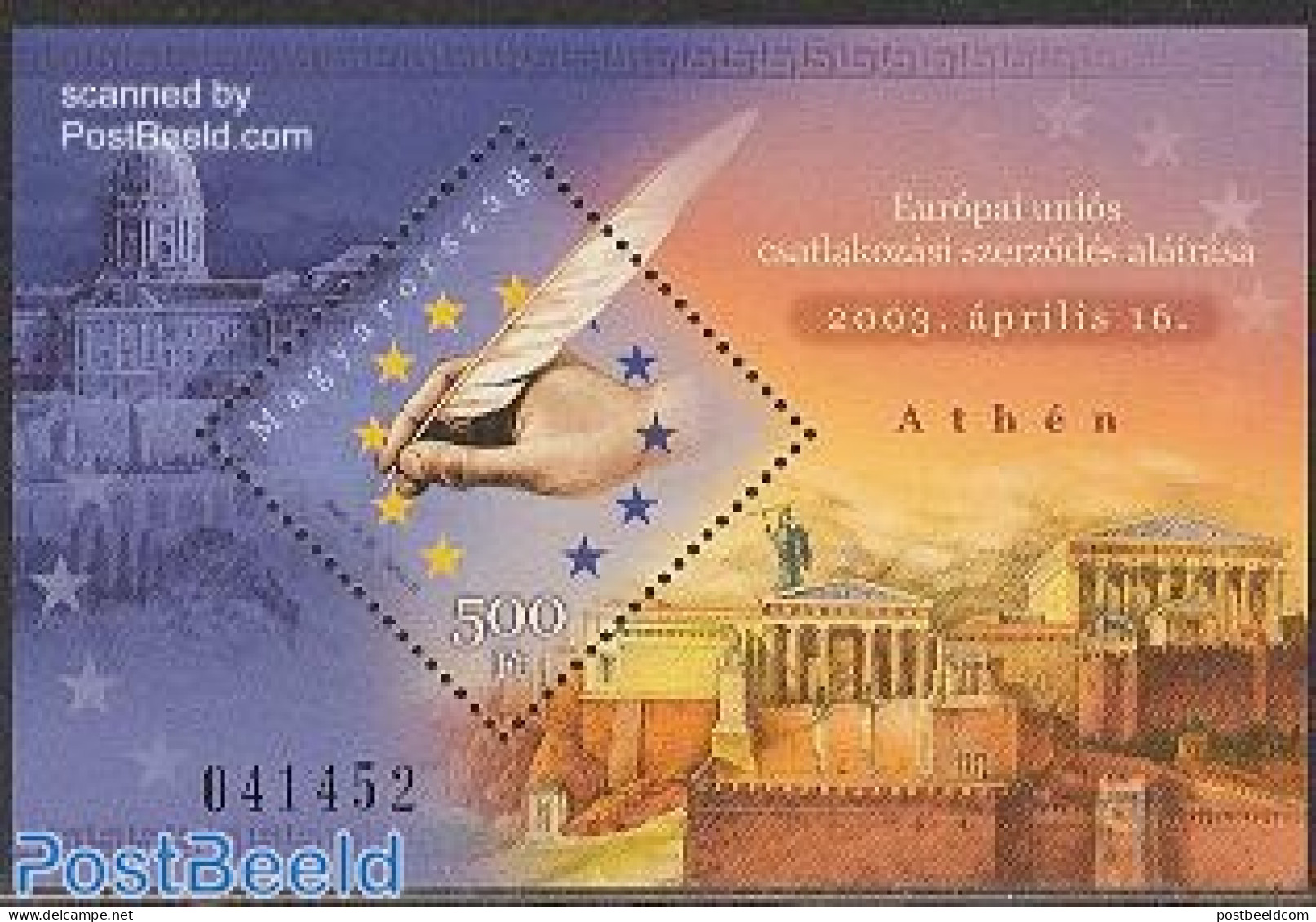 Hungary 2003 EU Membership S/s, Mint NH, History - Europa Hang-on Issues - Neufs