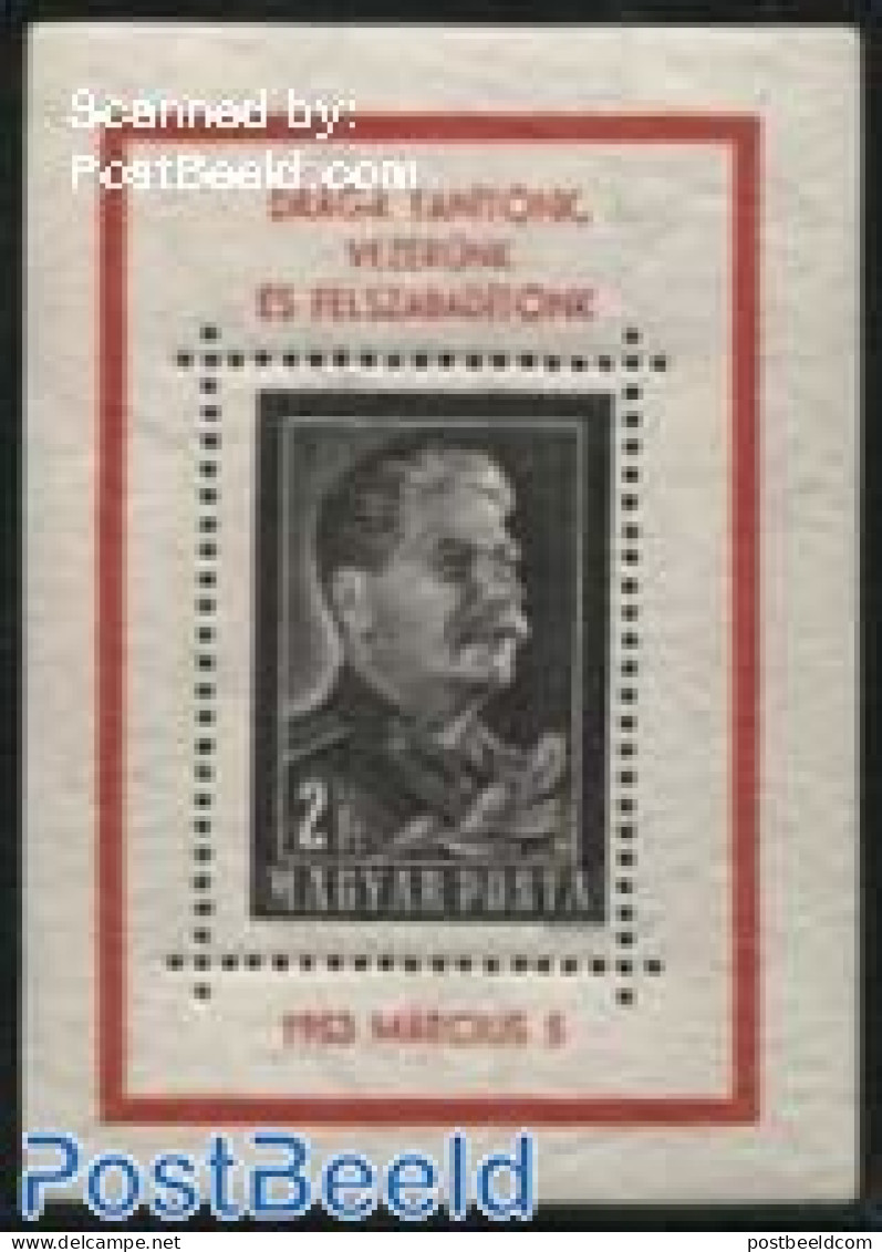 Hungary 1953 Death Of Stalin S/s, Mint NH, History - Politicians - Nuevos