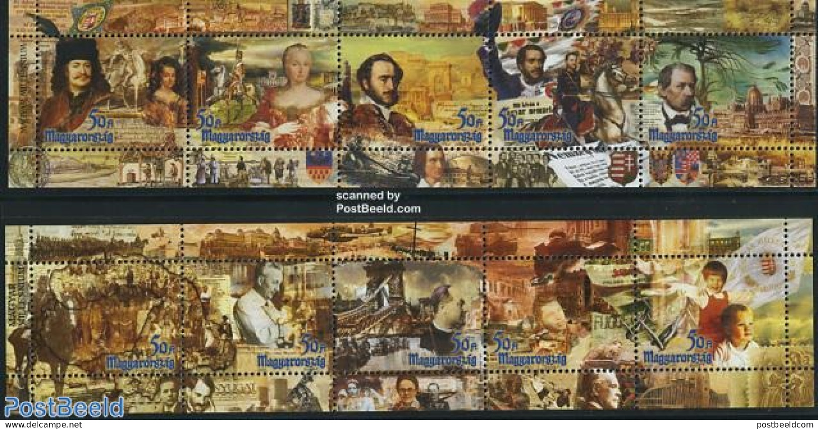 Hungary 2001 History 2 S/s, Mint NH, History - Nature - Transport - History - Horses - Motorcycles - Art - Bridges And.. - Unused Stamps