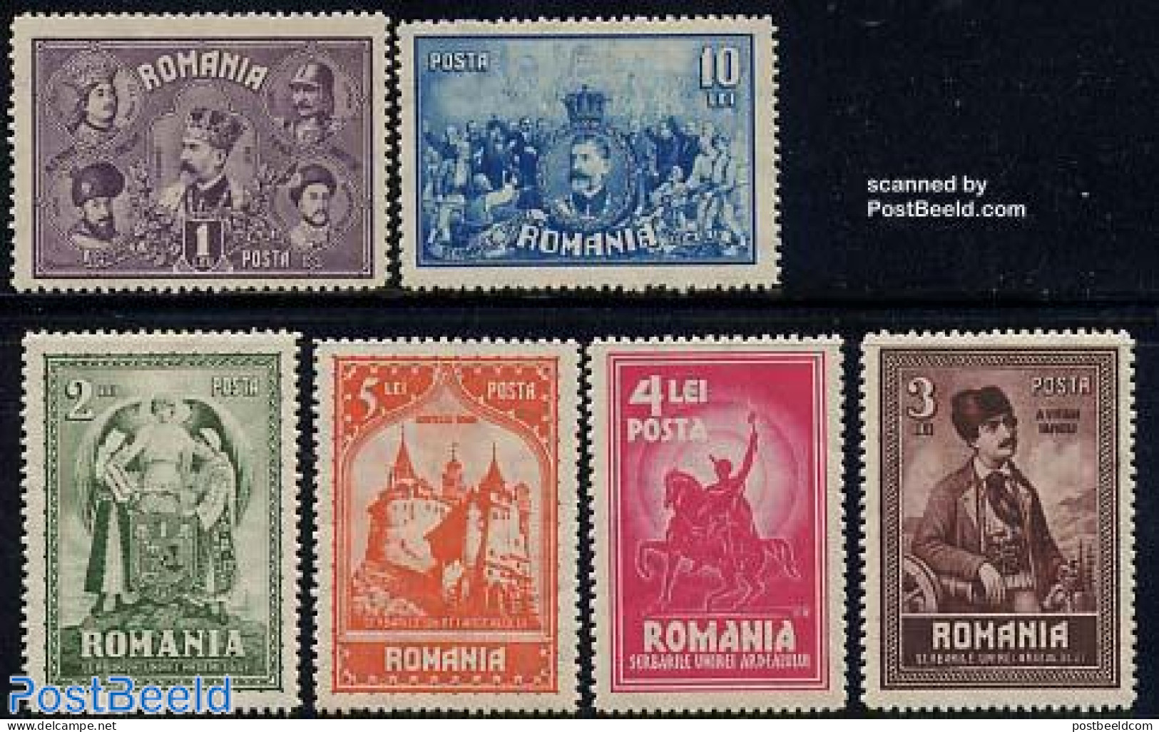 Romania 1929 Sevenburg 6v, Mint NH, History - Nature - Kings & Queens (Royalty) - Horses - Art - Castles & Fortificati.. - Neufs