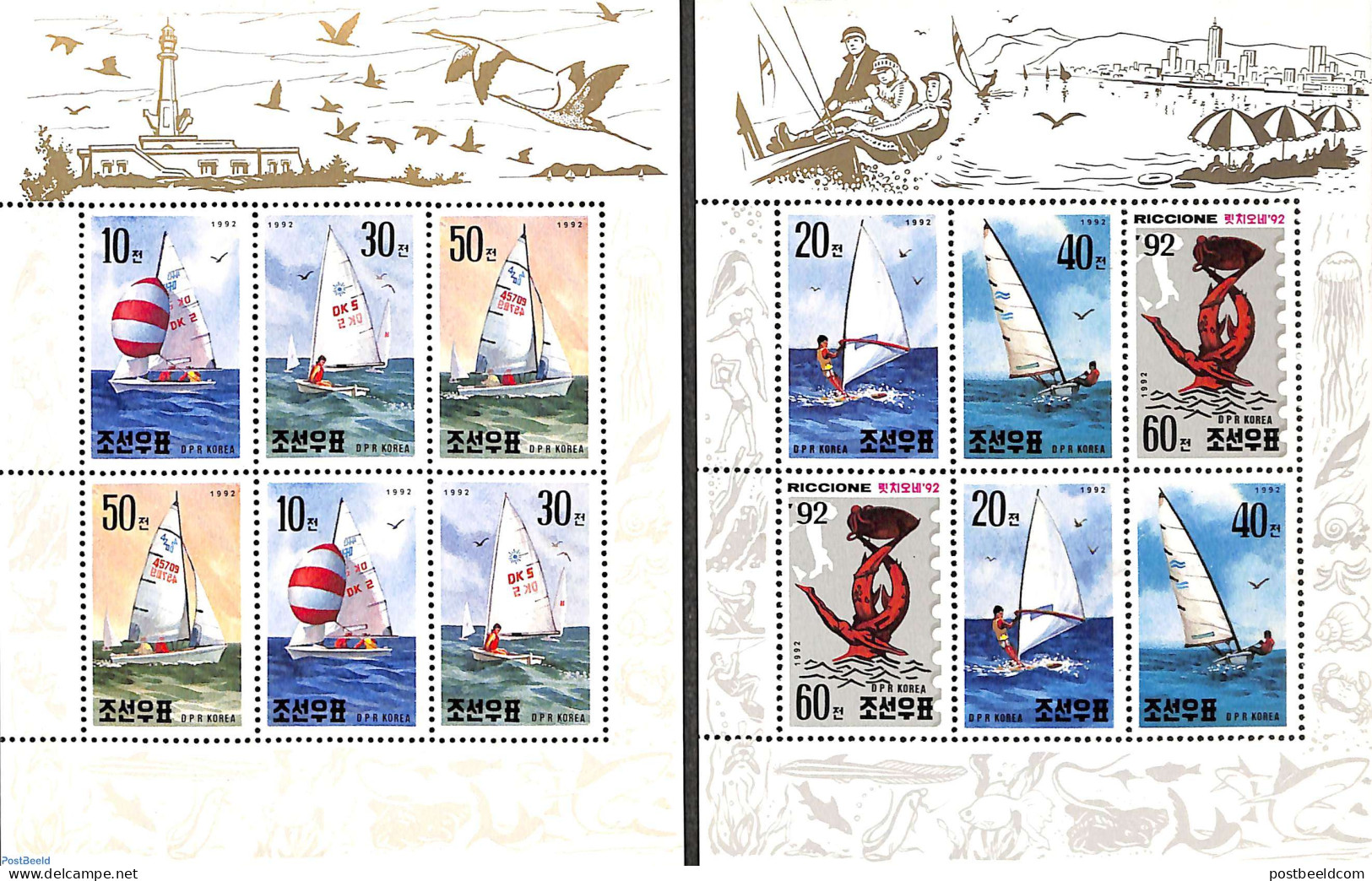 Korea, North 1992 Riccione 92, 2 M/s, Mint NH, Sport - Transport - Various - Sailing - Sport (other And Mixed) - Phila.. - Zeilen