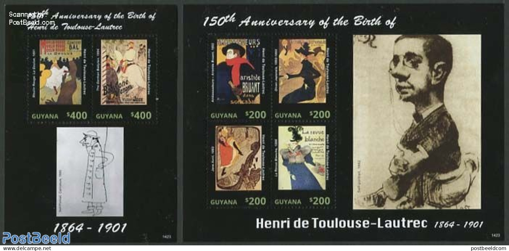 Guyana 2014 Henri De Toulouse-Lautrec 2 S/s, Mint NH, Art - Henri De Toulouse-Lautrec - Modern Art (1850-present) - Pa.. - Guyana (1966-...)
