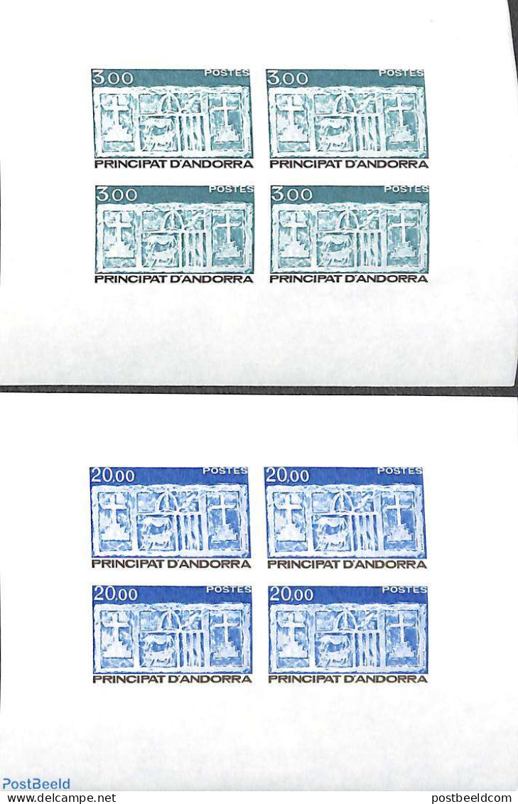 Andorra, French Post 1984 Definitives 2v, Imperforated Blocks M/s With 4 Stamps, Mint NH - Nuovi