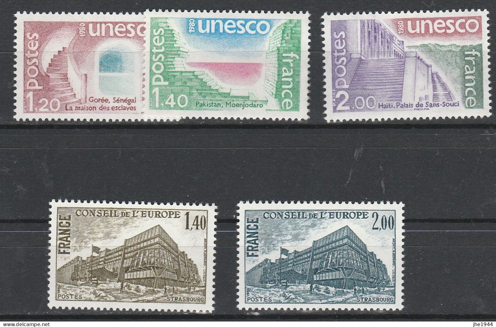 France Service N° 60 à 64 ** UNESCO Et Conseil De L'Europe 1980 - Mint/Hinged