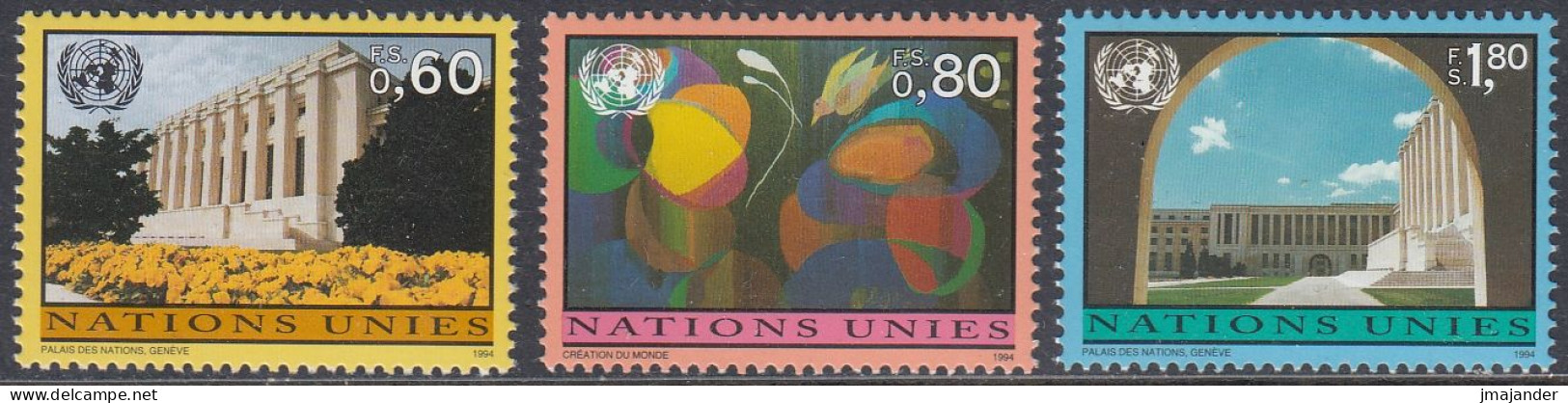 United Nations Geneva 1994 - Definitive Stamps Set: Palace Of Nations - Mi 256-258 ** MNH - Neufs