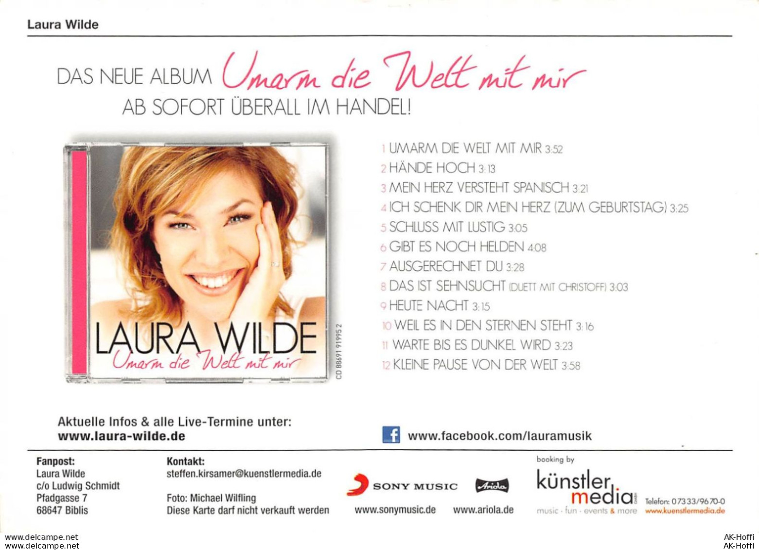 Autogrammkarte Laura Wilde Deutscher Schlager - Cantantes Y Musicos
