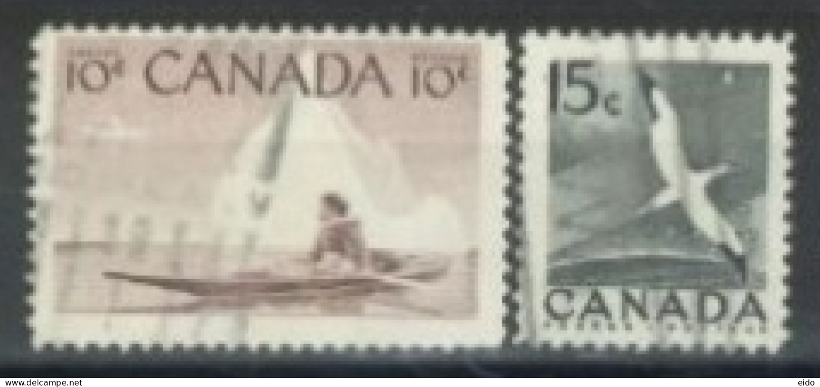 CANADA - 1953, ESKIMO HUNTER & NORTHERN GANNET STAMPS SET OF 2, USED. - Oblitérés