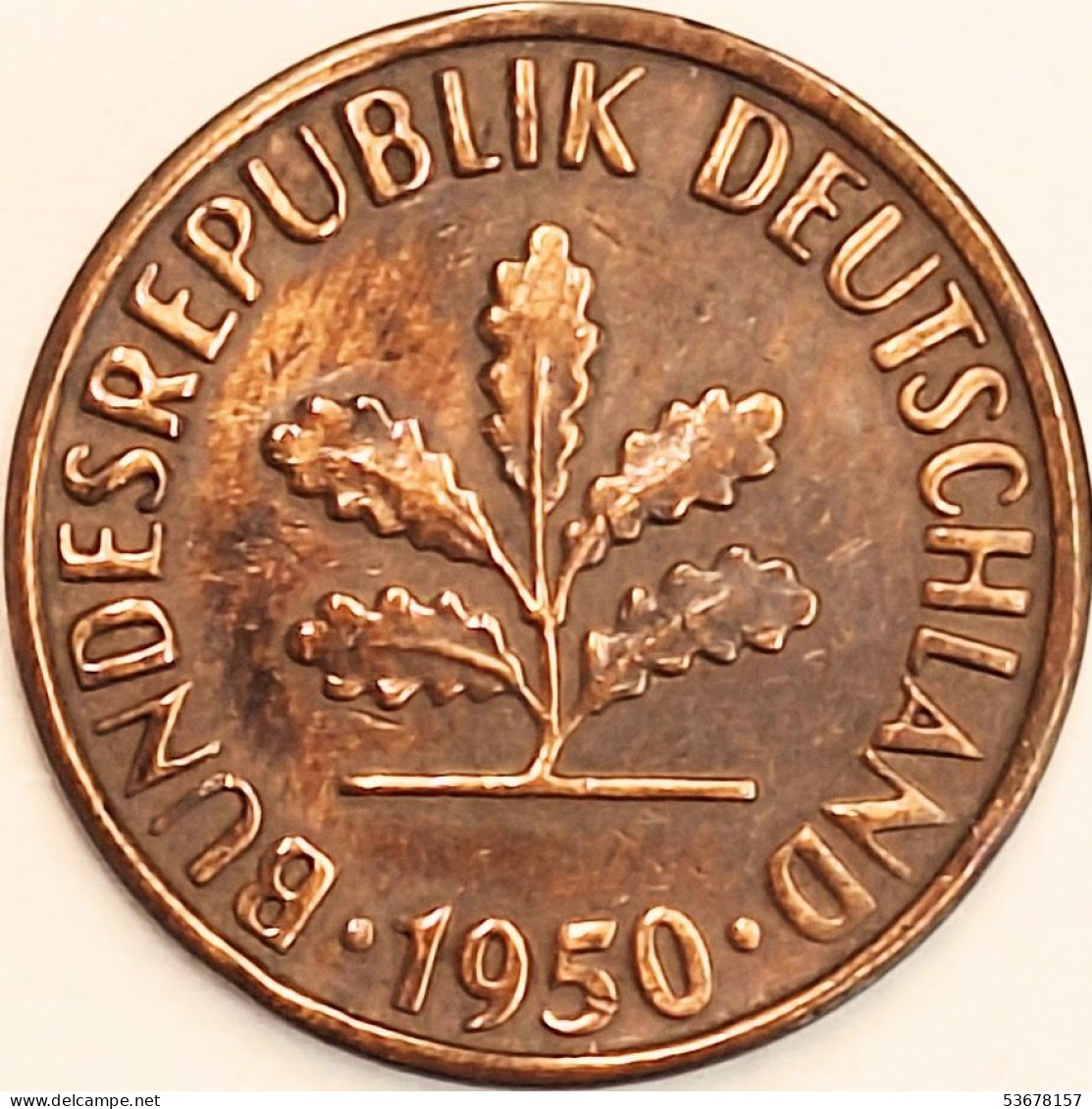 Germany Federal Republic - 2 Pfennig 1950 J, KM# 106 (#4511) - 2 Pfennig