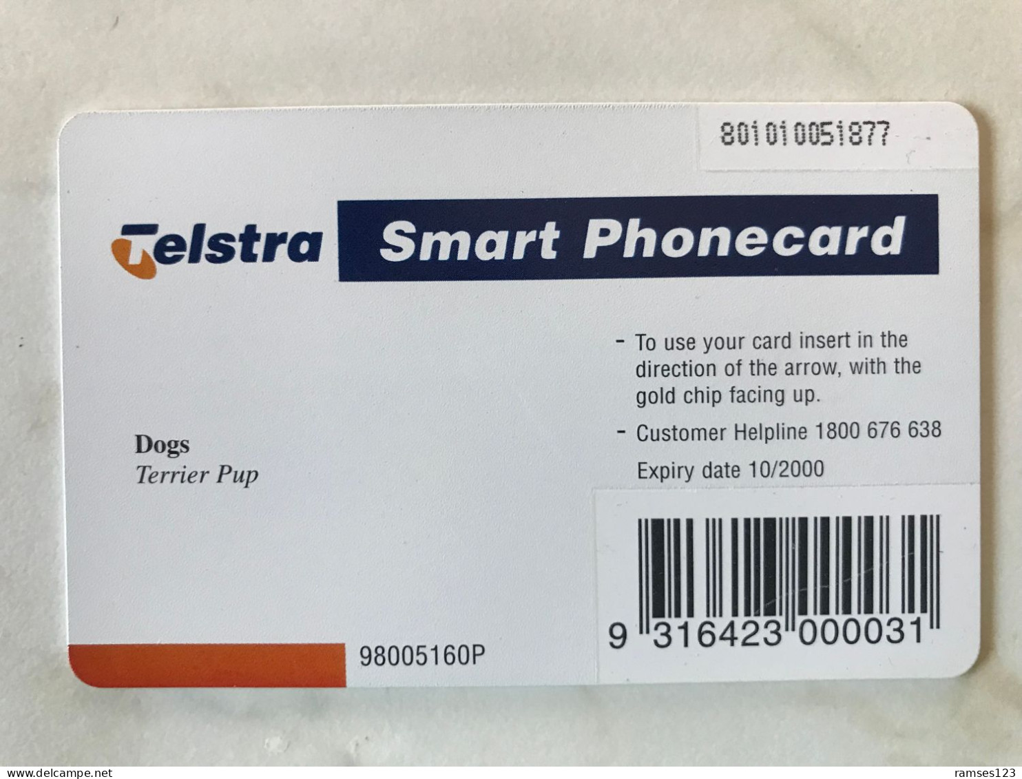 CHIP   CARD AUSTRALIA   TELSTRA   DOG   TERRIER   MINT - Australia