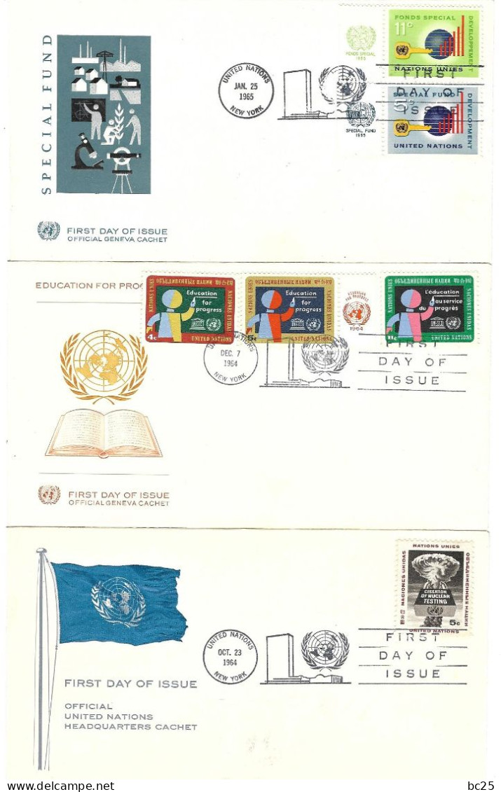 NATIONS UNIS - GENEVE - 13 SUPERBES ENVELOPPES 1er JOUR NEUVES * * DE 1963 /64 /65 -FAIT 4 SCANS - Covers & Documents