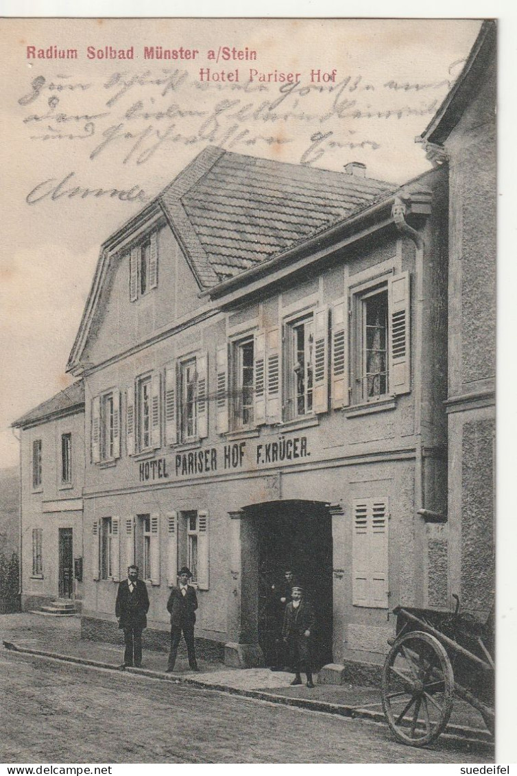 Bad Münster Am Stein, Hotel Pariser Hof  1910, Selten - Bad Muenster A. Stein - Ebernburg