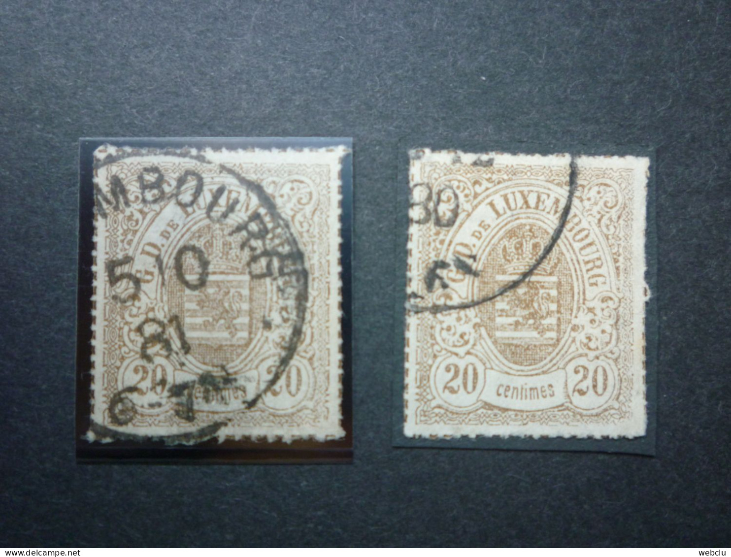 Luxemburg Luxembourg Armoiries 1865 2x Mi 19a O, Abart Ecke Gebrochen, RARR!! - 1859-1880 Coat Of Arms
