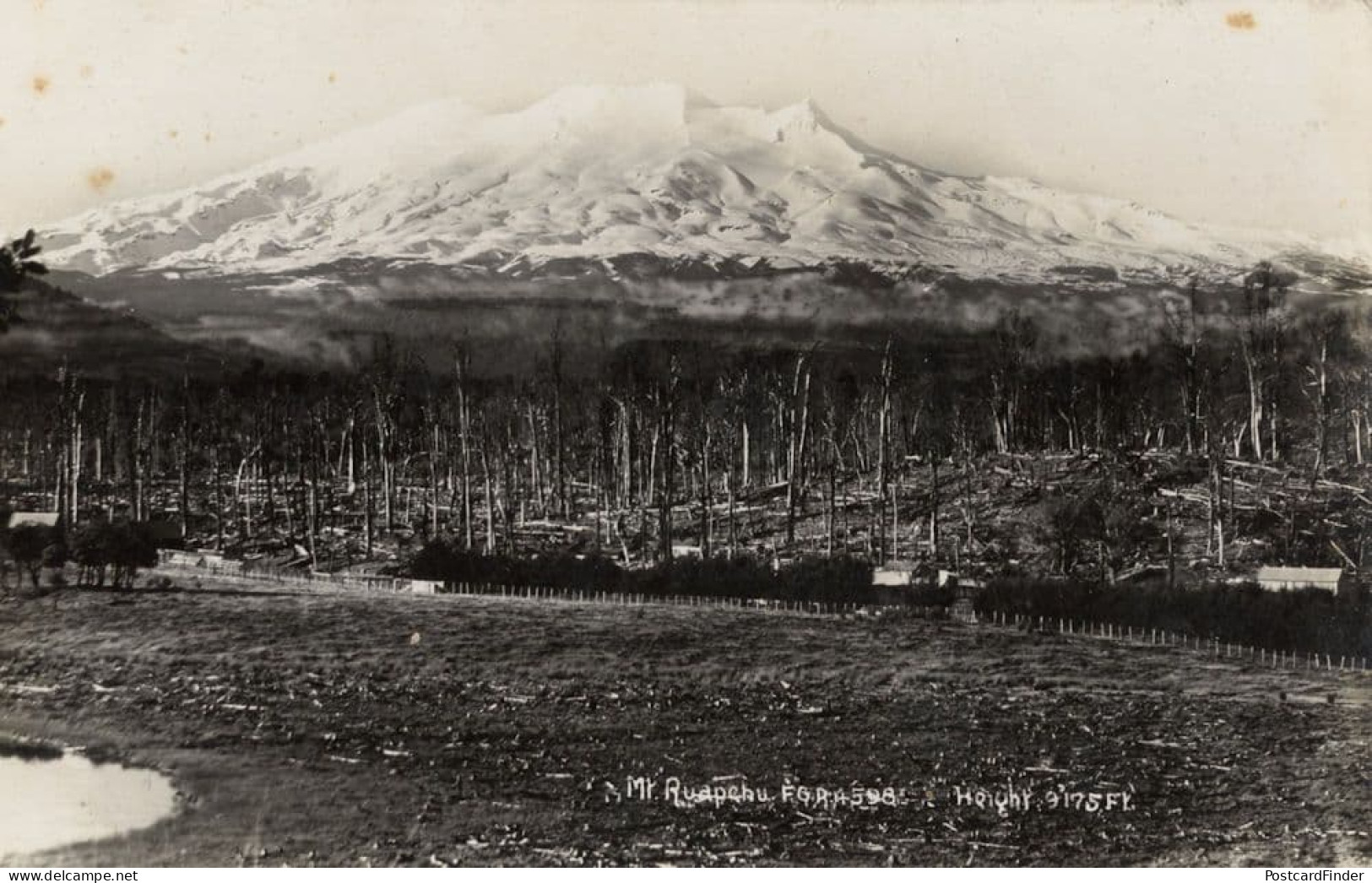Mt. Ruapehu Volcano Mountain New Zealand RPC Old Postcard - Nieuw-Zeeland