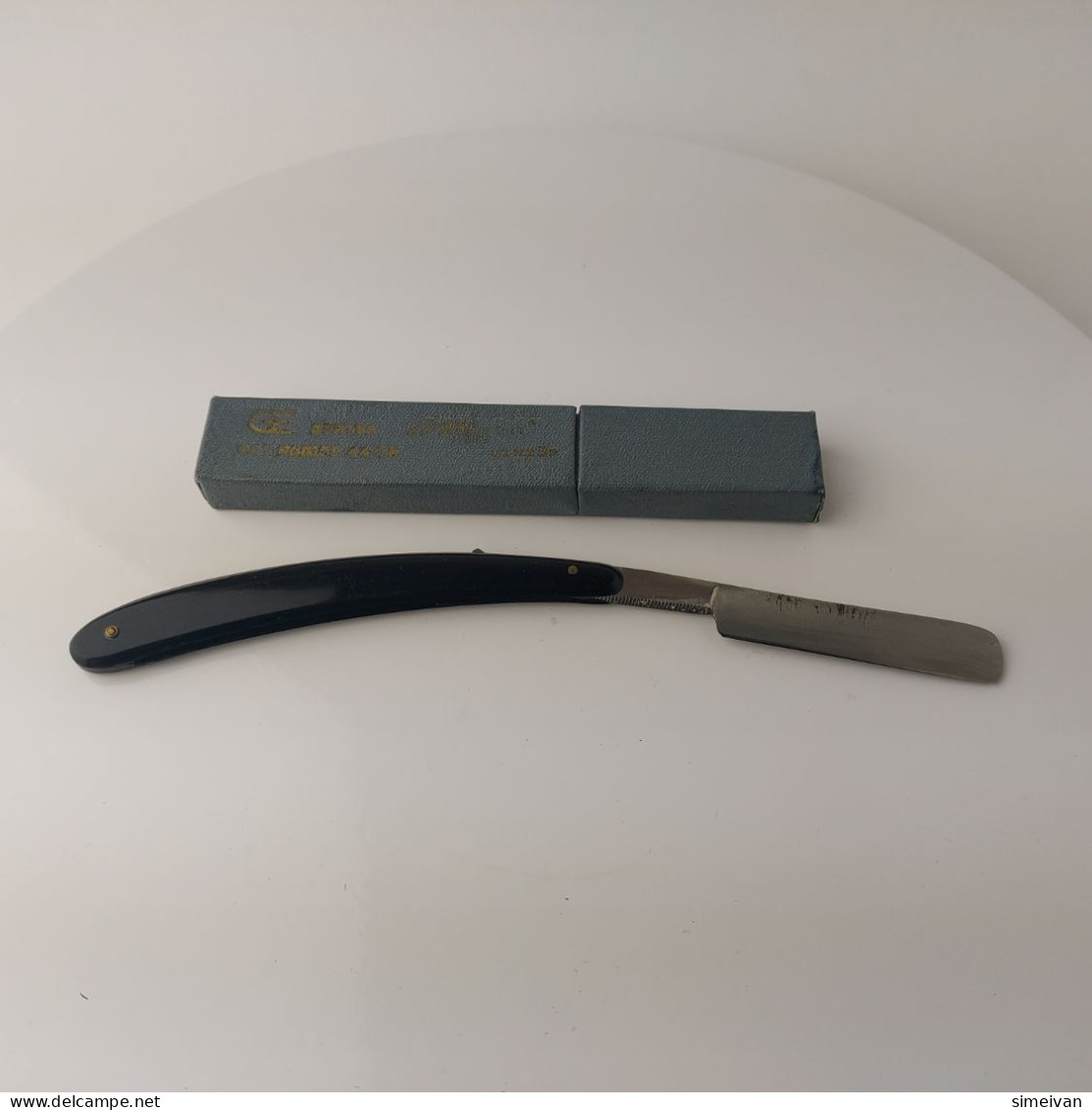 Vintage Soviet USSR Straight Razor "Raketa" Rocket Black Handle With Case #5562 - Rasierklingen