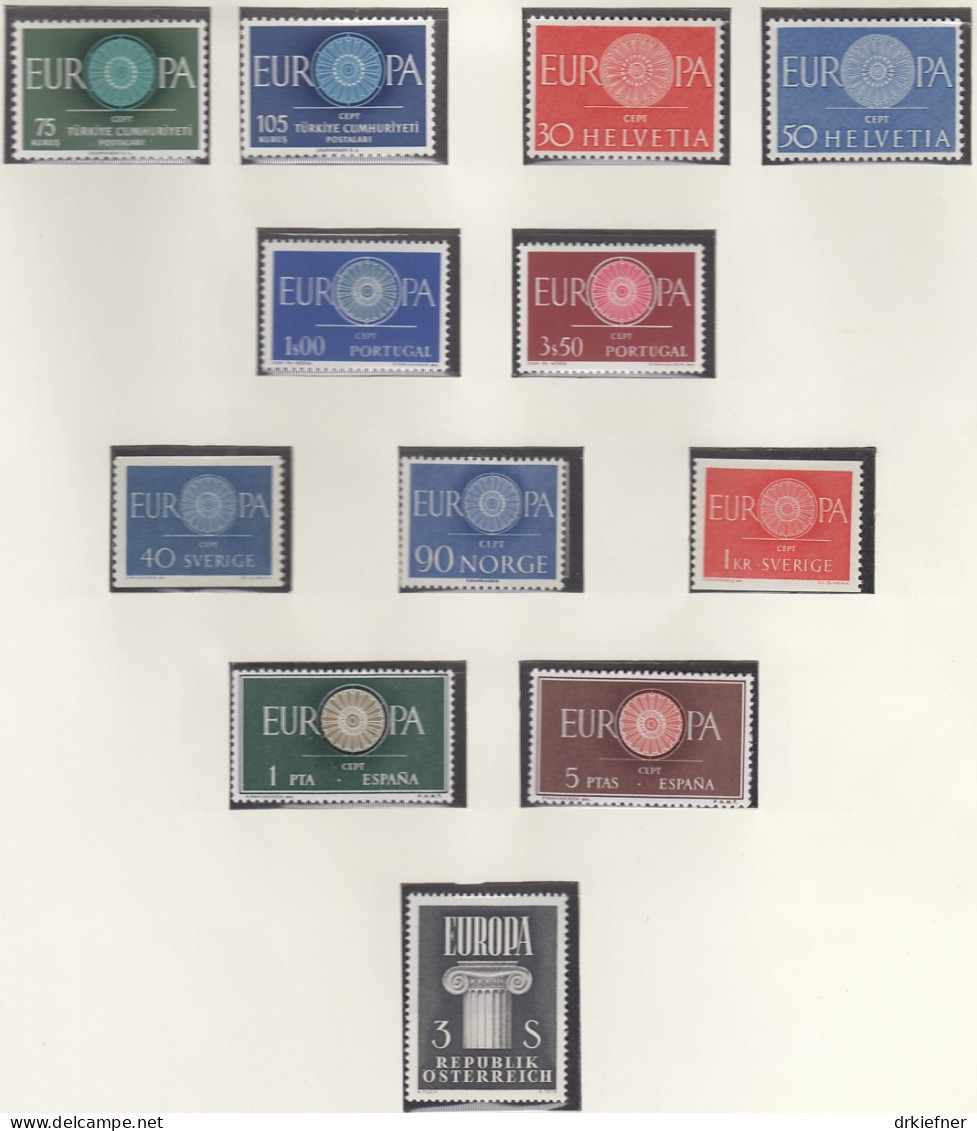 Europa CEPT  Jahrgang 1960, Postfrisch **, Komplett 20 Länder, Wagenrad - 1960