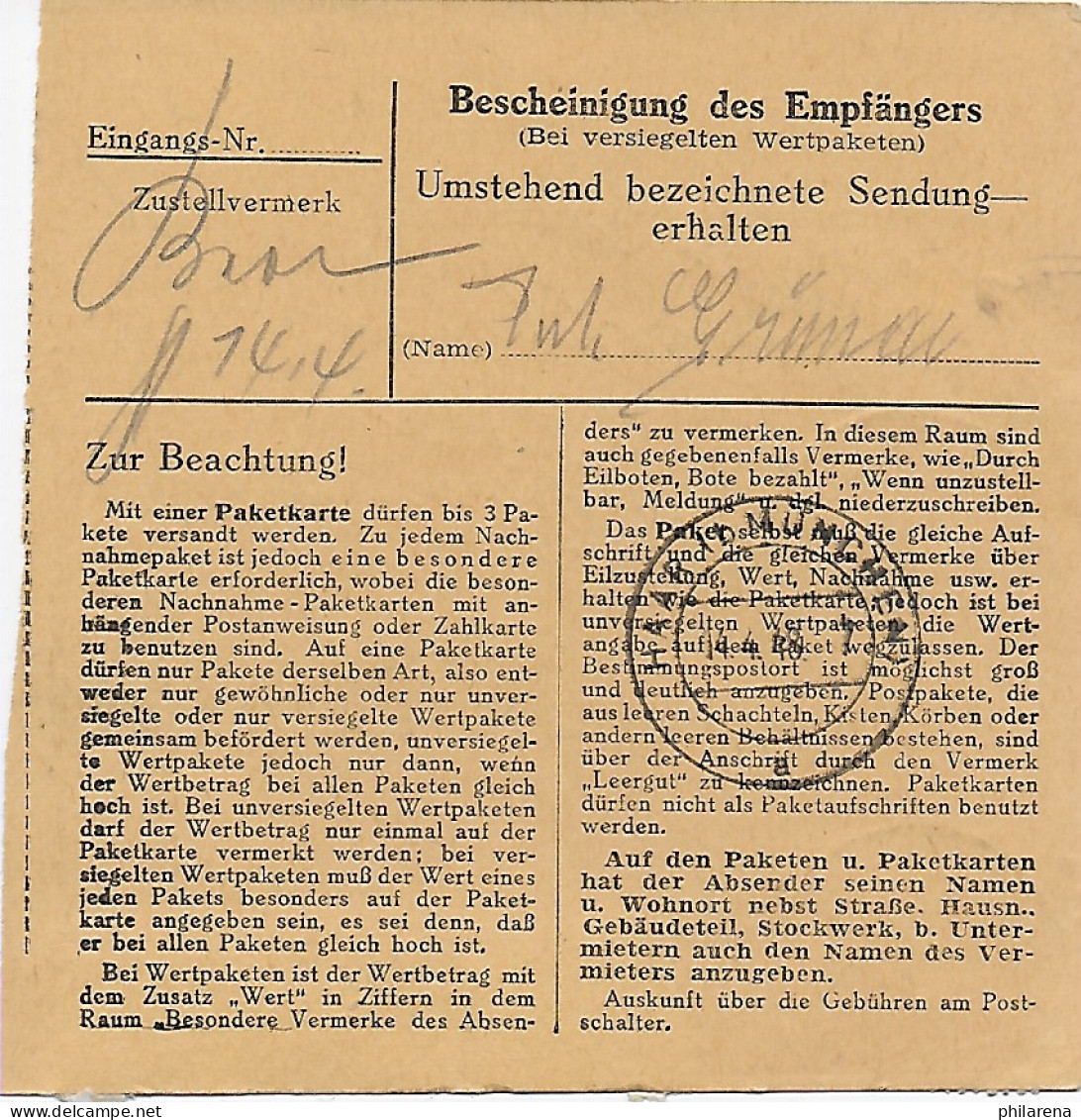 Paketkarte Endorf/Oberbayern Nach Haar, 1948, MeF - Lettres & Documents