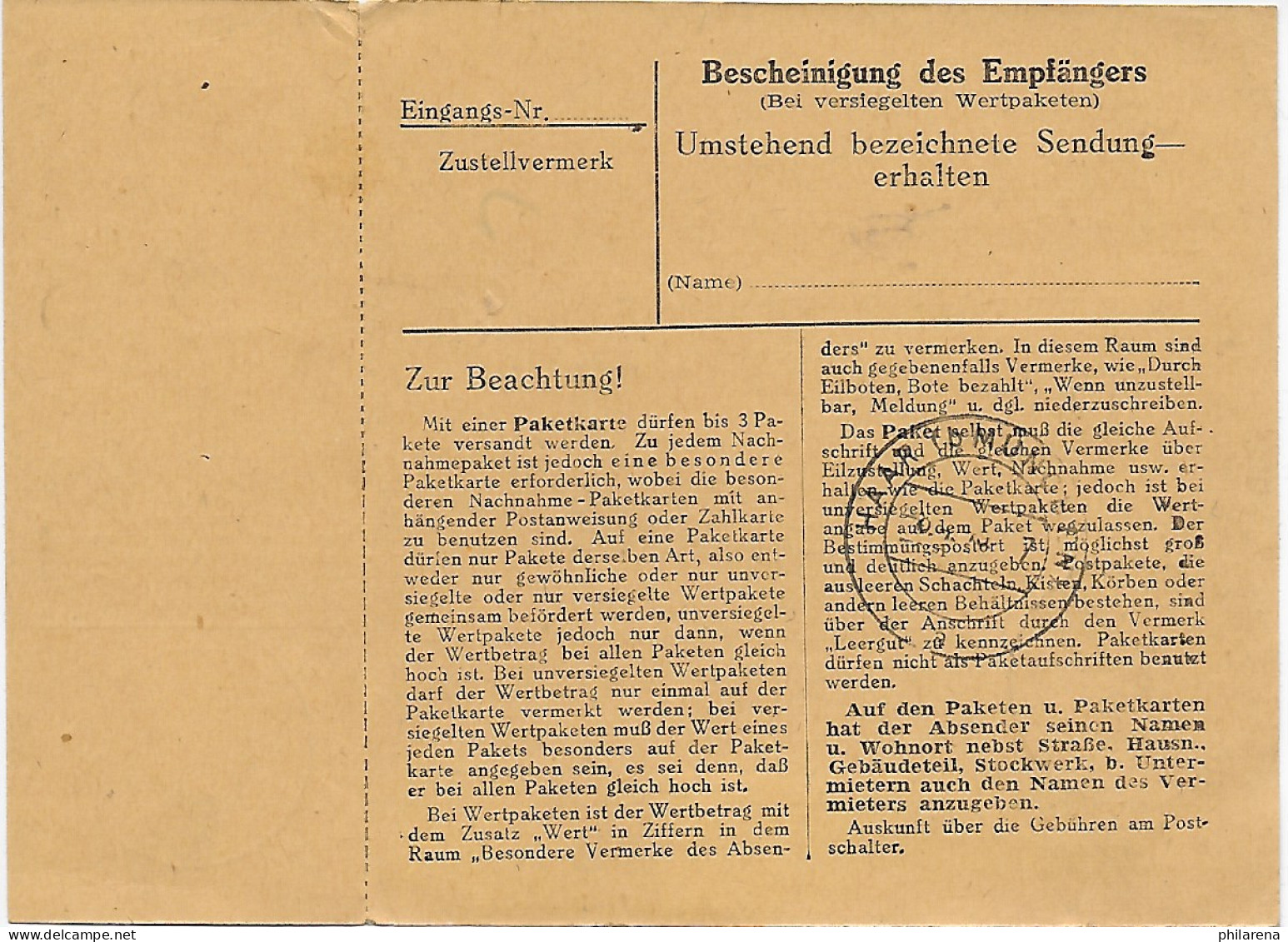 Paketkarte Rosenheim Nach Egelfing Bei München, 1948, MeF - Cartas & Documentos