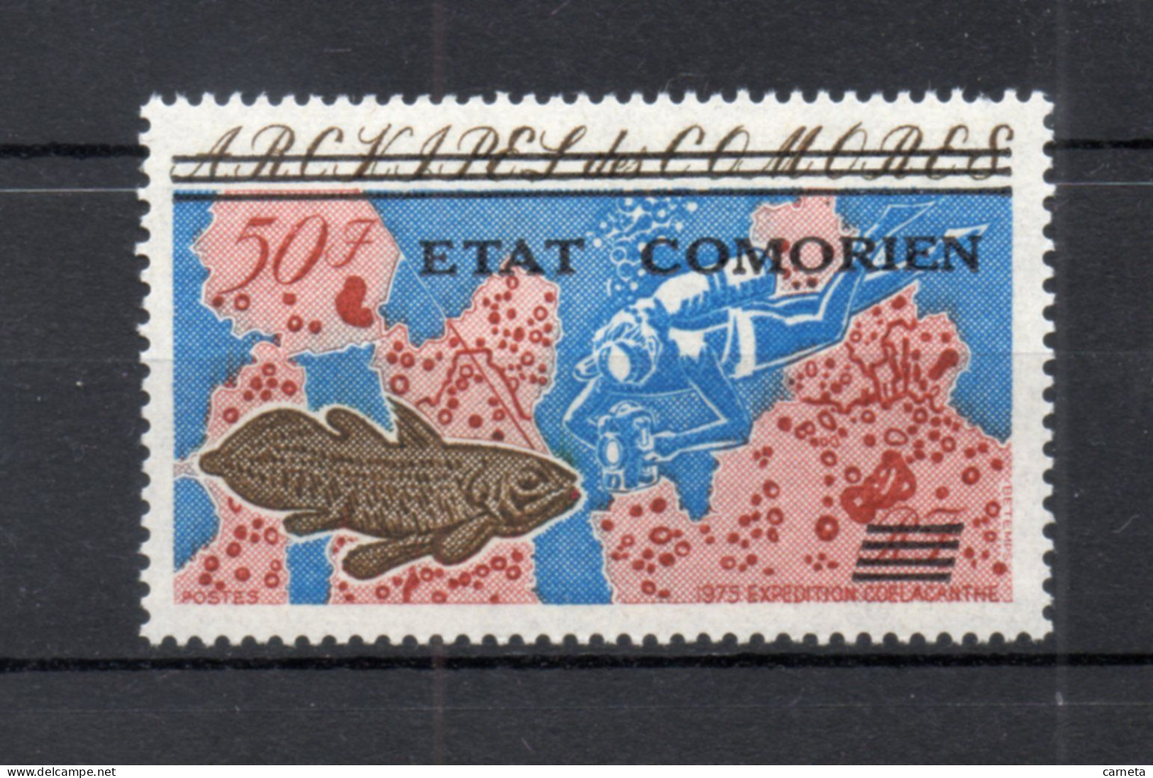 COMORES  N° 121   NEUF SANS CHARNIERE COTE 4.25€    POISSON ANIMAUX  SURCHARGE - Comores (1975-...)