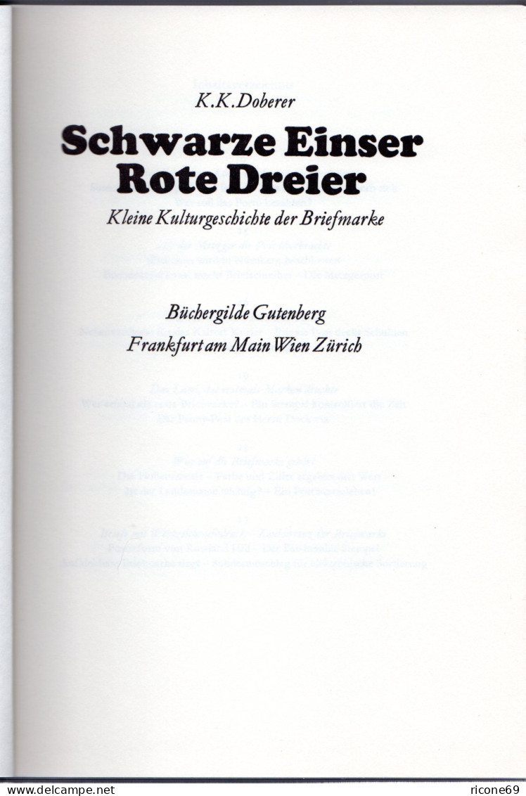 Doberer, K.K., Schwarze Einser Rote Dreier, 231 S. über Die Philatelie - Otros & Sin Clasificación