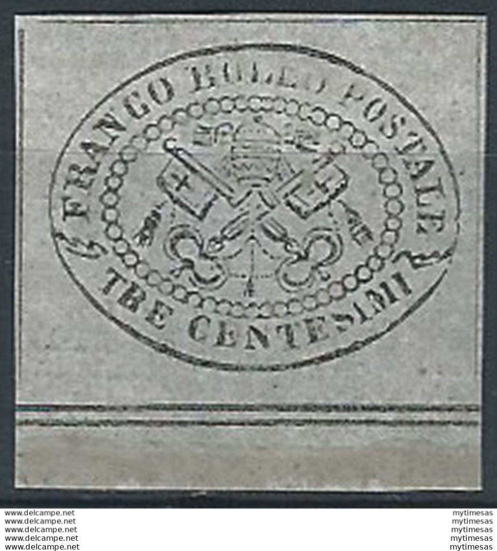 1867 Stato Pontificio 3c. Grigio Bdf MNH Sassone N. 15 - Papal States