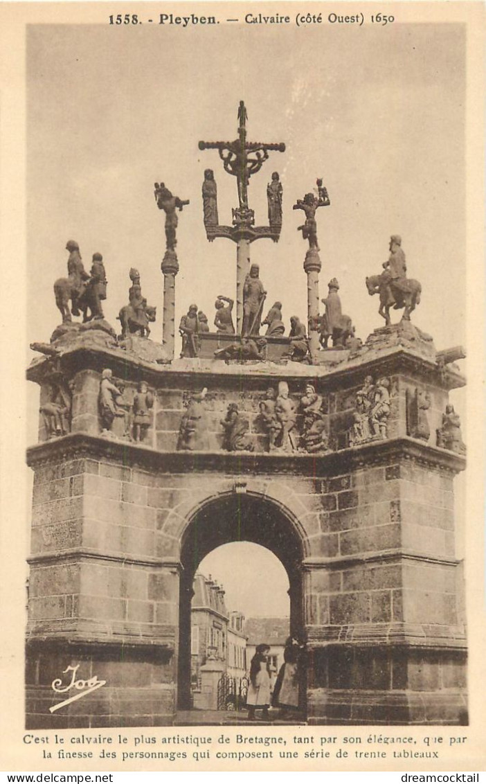 5 Cpa 29 PLEYBEN. Eglise Calvaire Ossuaire Grande Place Arc De Triomphe - Pleyben