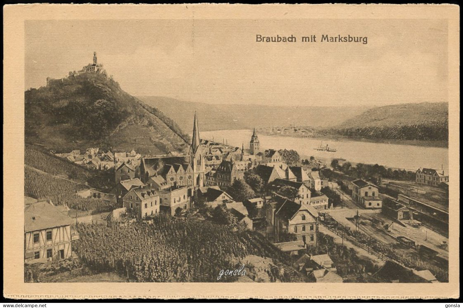 BRAUBACH Mit MARKSBURG 1909 "Der Rhin" Überblick - Braubach