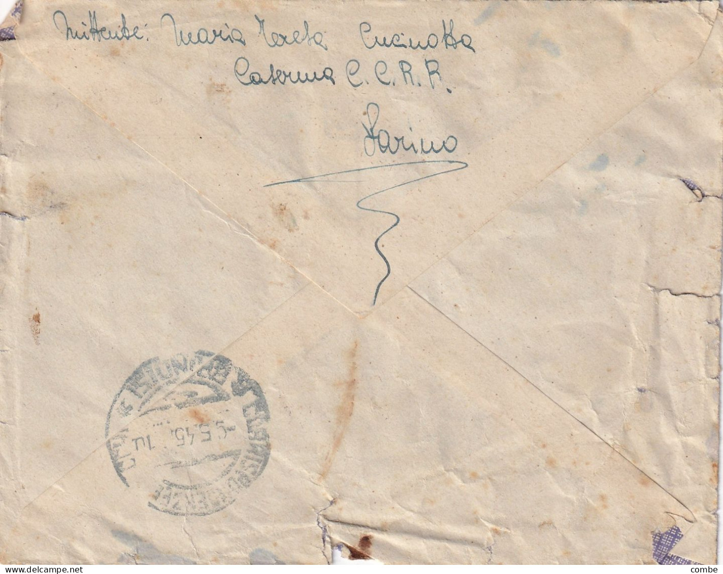 ITALIA.  BUSTA. 3 5 45. PM. LARINO CAMPOBASSO  BRINDISI - Poste Militaire (PM)