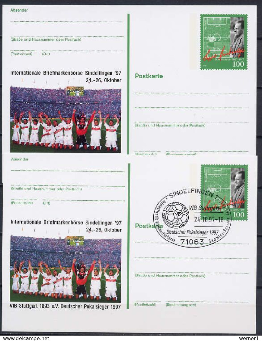 Germany 1997 Football Soccer, Sepp Herberger 100th Birthday Anniv. 2 Commemorative Postcards - Championnat D'Europe (UEFA)