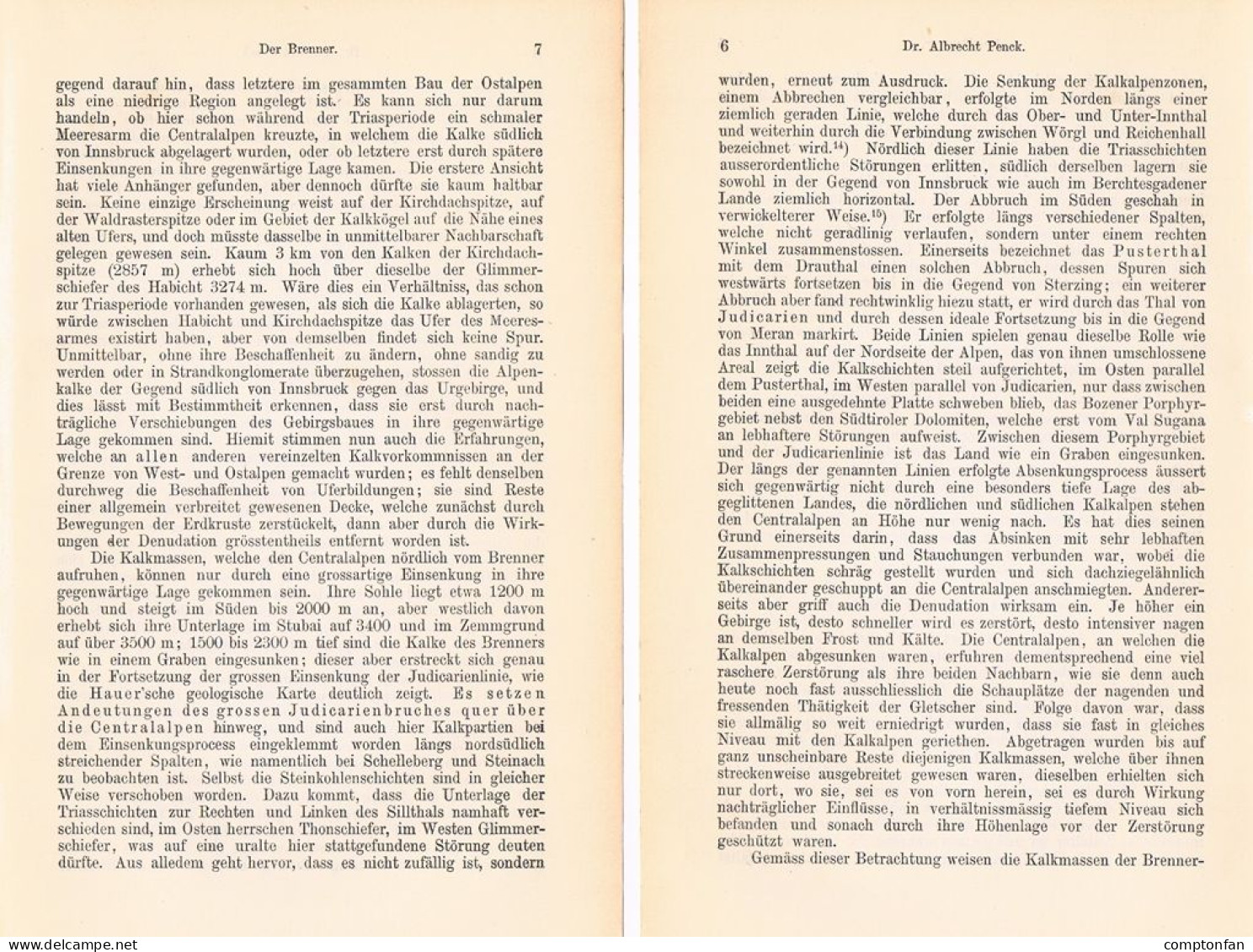 A102 1484 Albrecht Penck Brenner Brennero Südtirol Artikel 1887 - Otros & Sin Clasificación