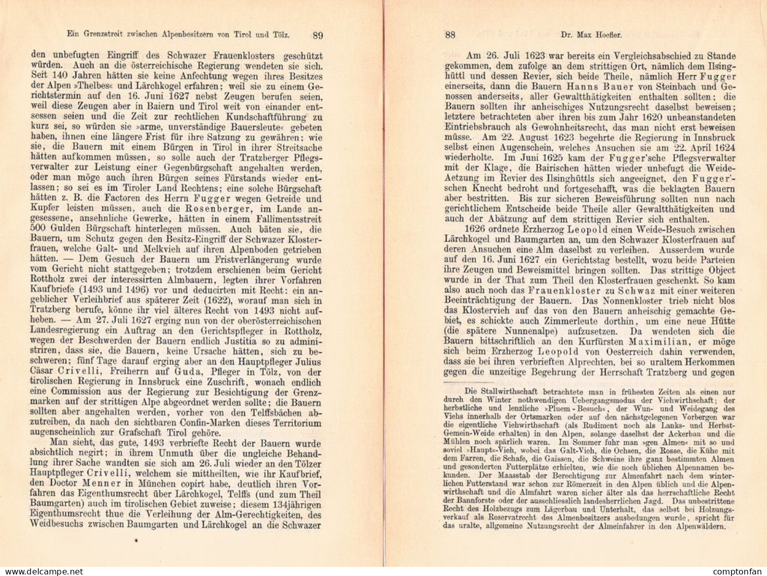 A102 1489 Hoefler Grenzstreit Tirol Bad Tölz Alpenbesitzer Alm Artikel 1888 - Other & Unclassified