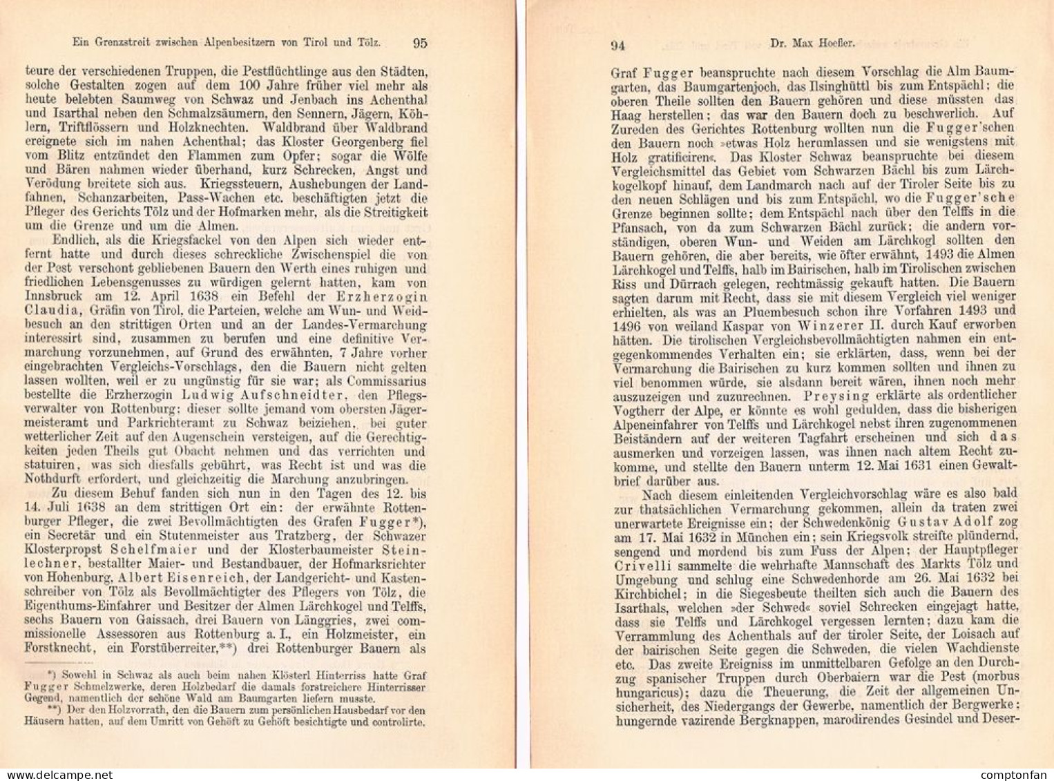 A102 1489 Hoefler Grenzstreit Tirol Bad Tölz Alpenbesitzer Alm Artikel 1888 - Other & Unclassified