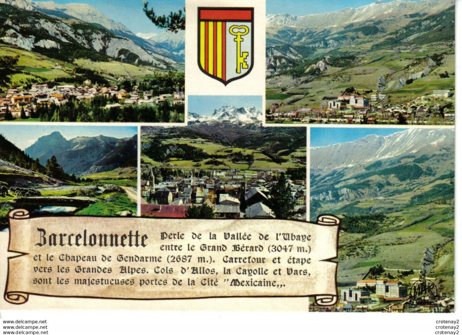 04 BARCELONNETTE Perle De La Vallée De L'Ubaye Multivues Et Blason N°1614 - Barcelonnette