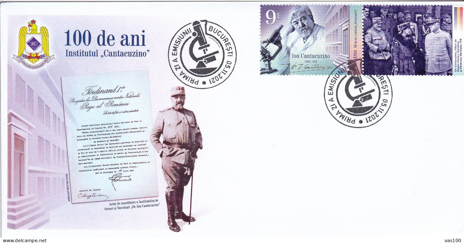 ROMANIA 2021 -100 Years Cantacuzino Institute Of Microbiology And Immunology COVERS  FDC , ROMANIA. - FDC