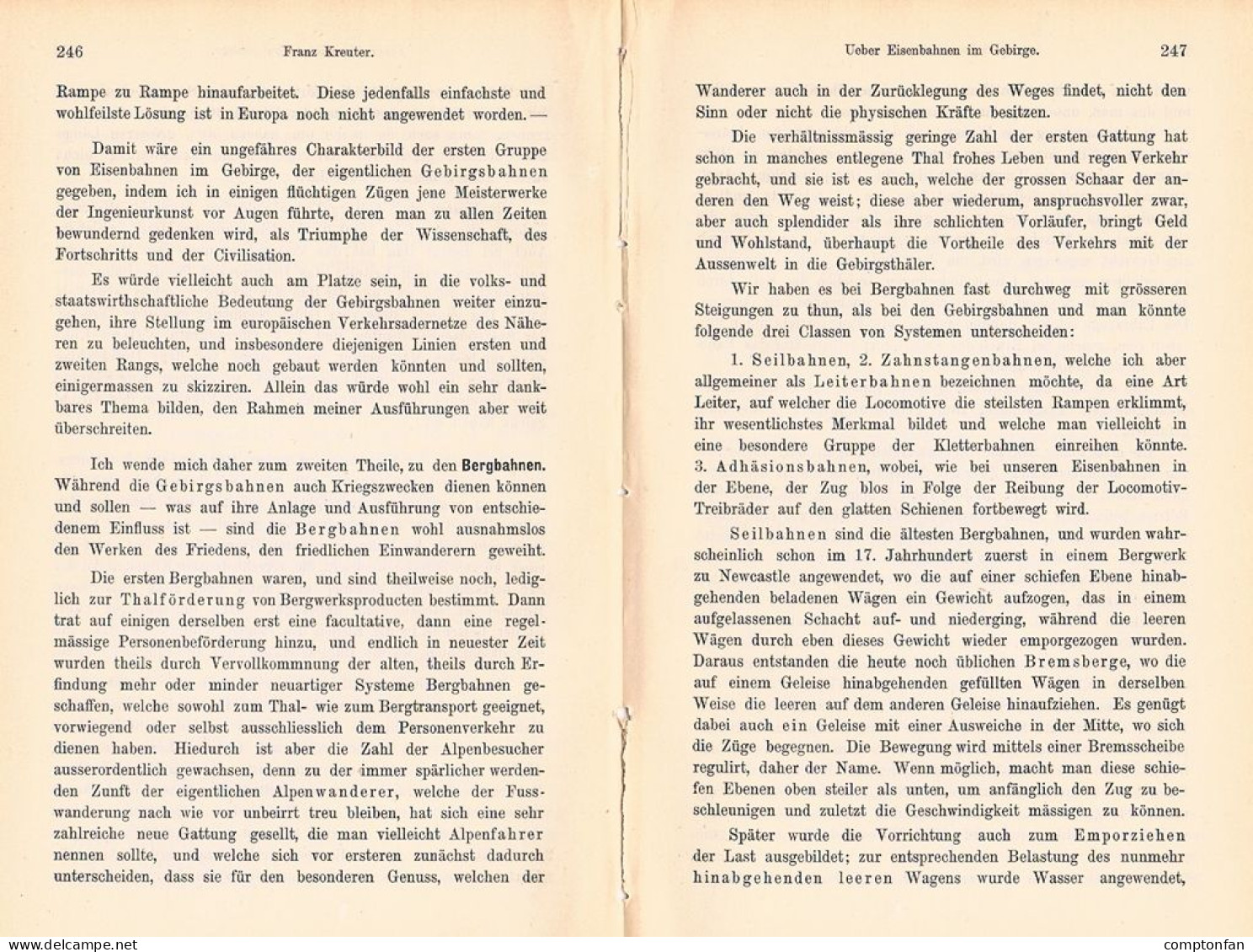 A102 1501 Franz Kreuter Eisenbahn Im Gebirge Bergbahn Artikel 1884 - Other & Unclassified