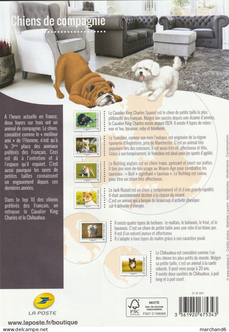 Feuillet Collector Chiens De Compagnie France 2016 IDT L V 20gr 6 Timbres Autoadhésifs N°309 - Collectors