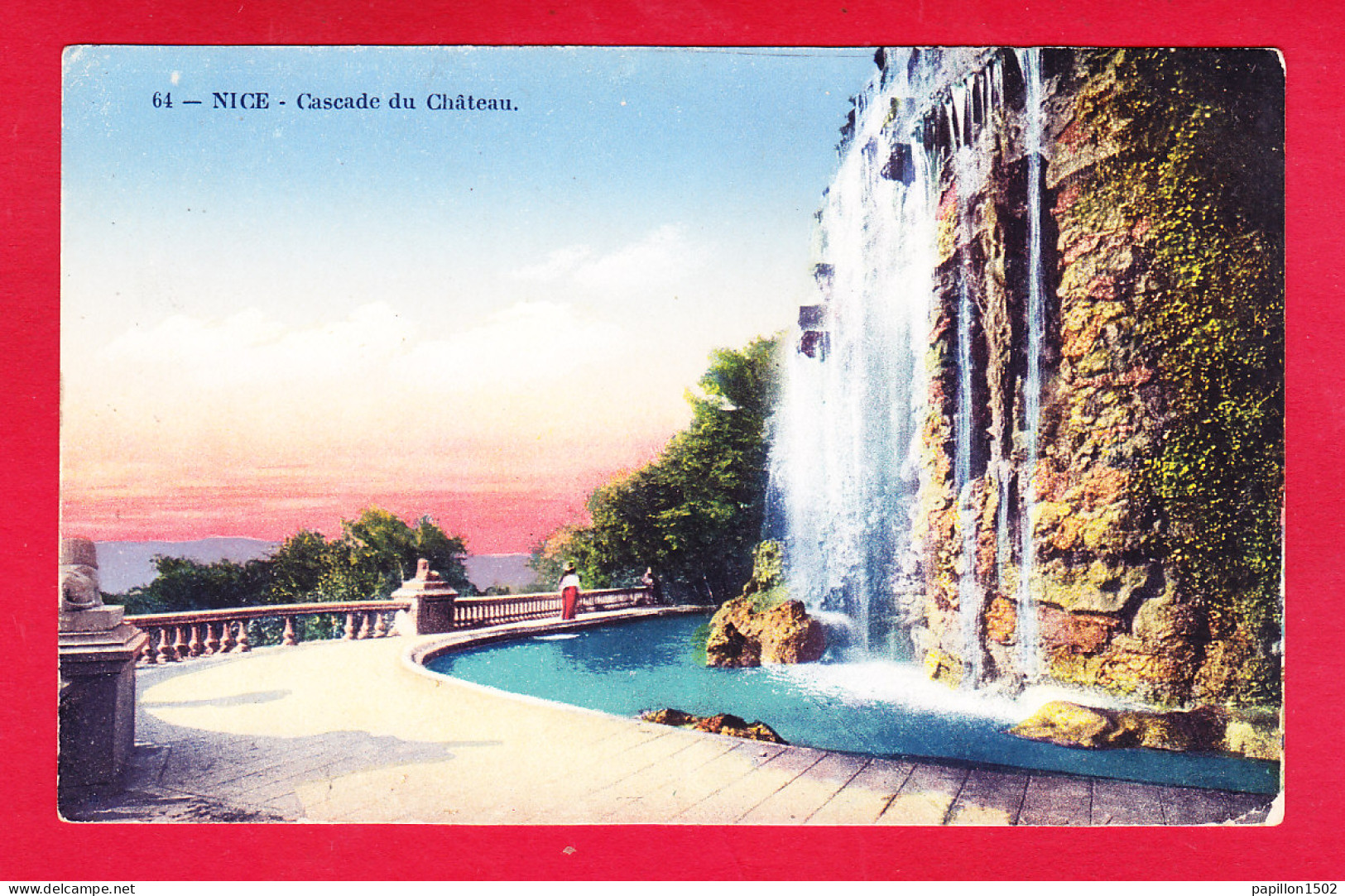 F-06-Nice-114A27  La Cascade Du Château, Voir Cachet Hôpital, Cpa Colorisée BE - Monumenten, Gebouwen