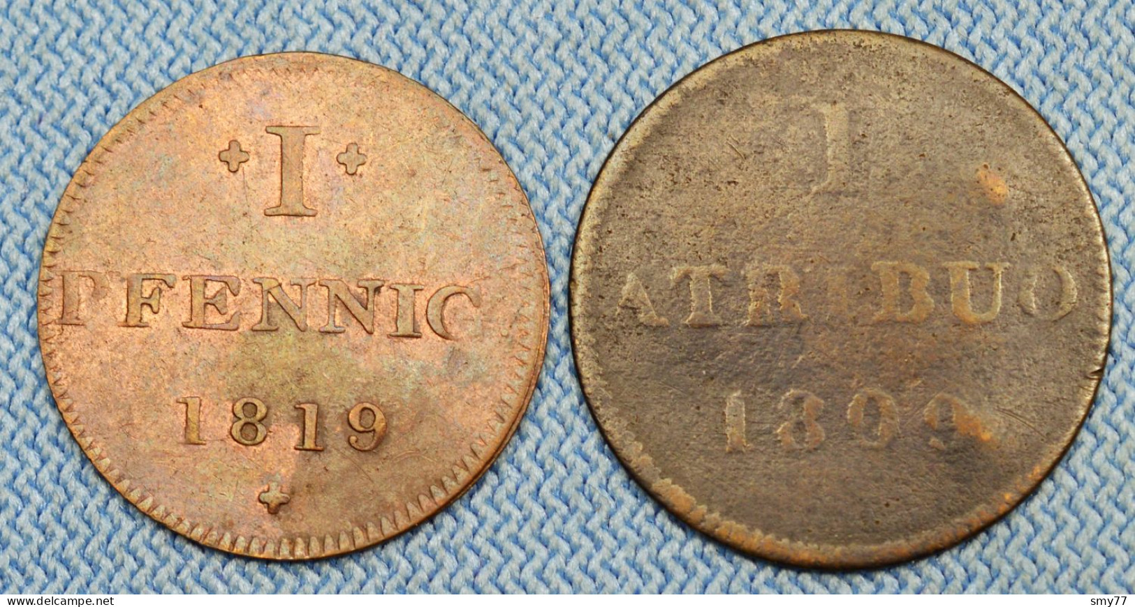 Judenpfennig • Lot 2 X • 1 Atribuo 1809 • 1 Pfennig 1819 • Frankfurt / Francfort •  [24-759] - Altri & Non Classificati