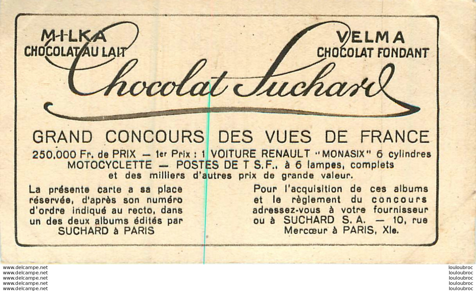 CHROMO MILKA SUCHARD GRAND CONCOURS DES VUES DE FRANCE PARIS LA BOURSE LEVY NEURDEIN - Suchard