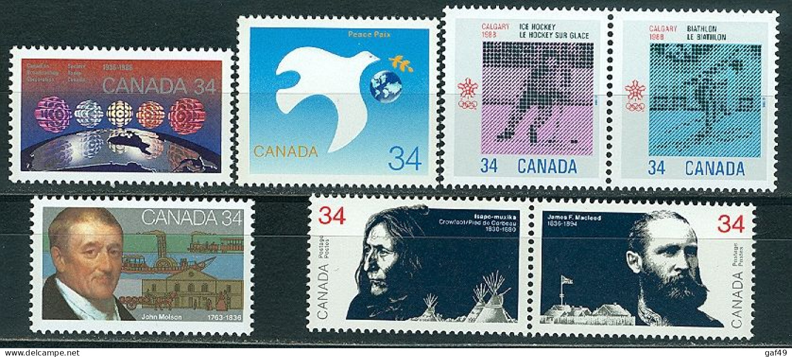 Canada Lot De Timbres Neufs Sans Charnière De 1986 N° Y&T: 963, 968/69, 970, 971/72, 977 - Nuevos