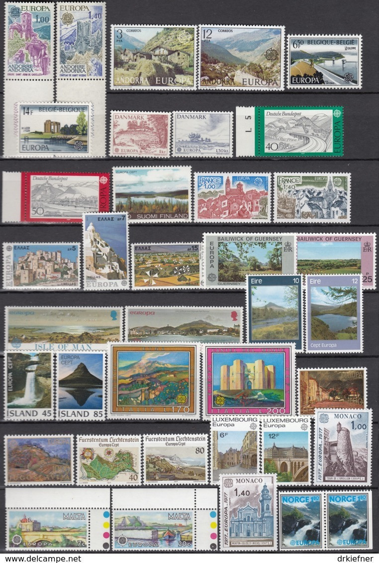 Europa CEPT Jahrgang 1977, Postfrisch **, Komplett 28 Länder, Landschaften - 1977