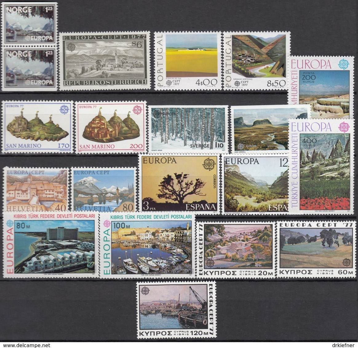 Europa CEPT Jahrgang 1977, Postfrisch **, Komplett 28 Länder, Landschaften - 1977