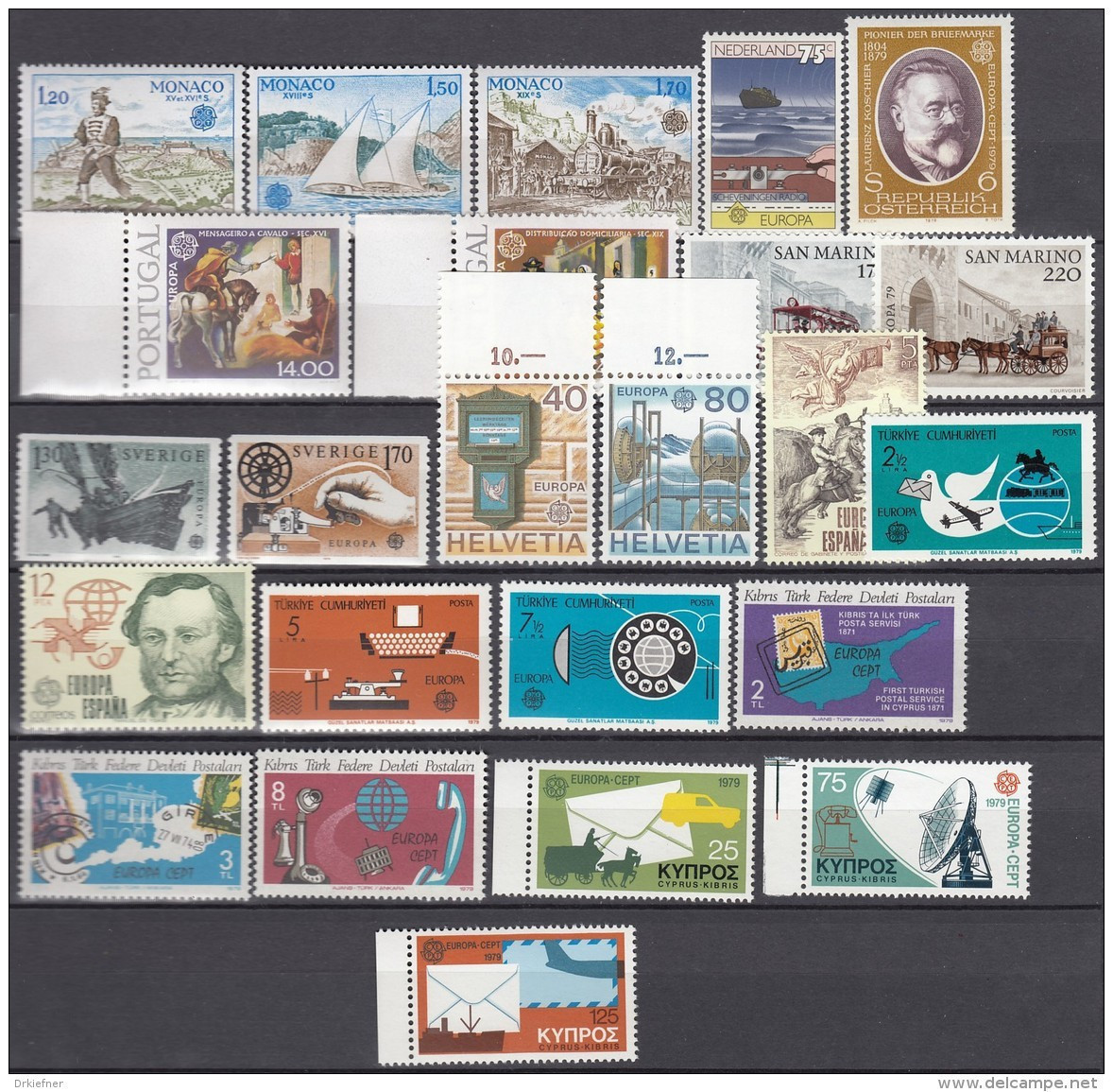 Europa CEPT Jahrgang 1979 Komplett Postfrisch **, 68 Marken, Geschichte Des Post- Und Fernmeldewesens - 1979