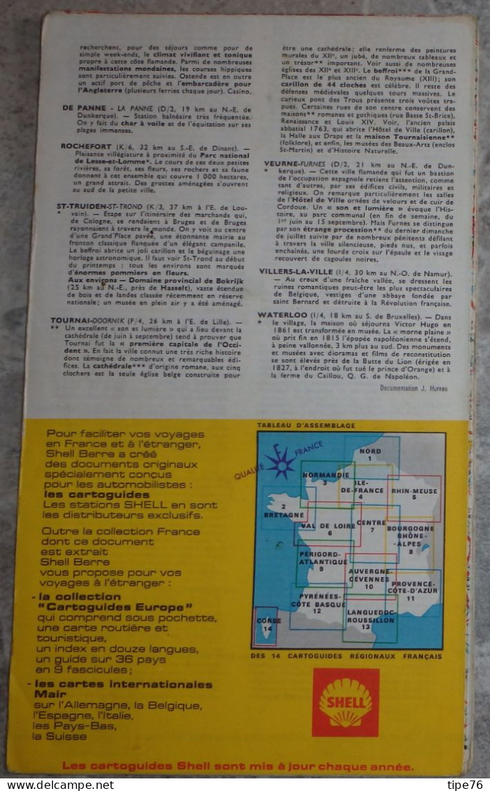 Carte Routière Shell  Cartoguide   Shell Berre France  Nord  1970 - Roadmaps