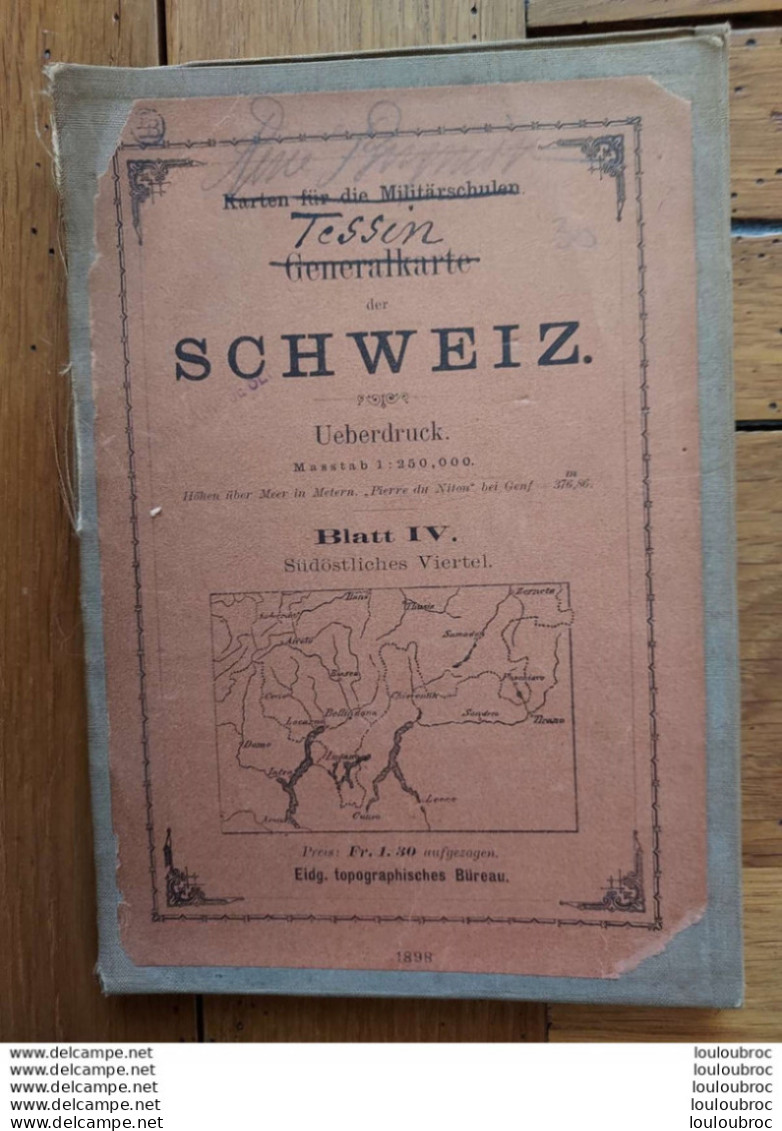 CARTE SUISSE SCHWEIZ BLATT IV CARTE TOILEE - Topographische Karten