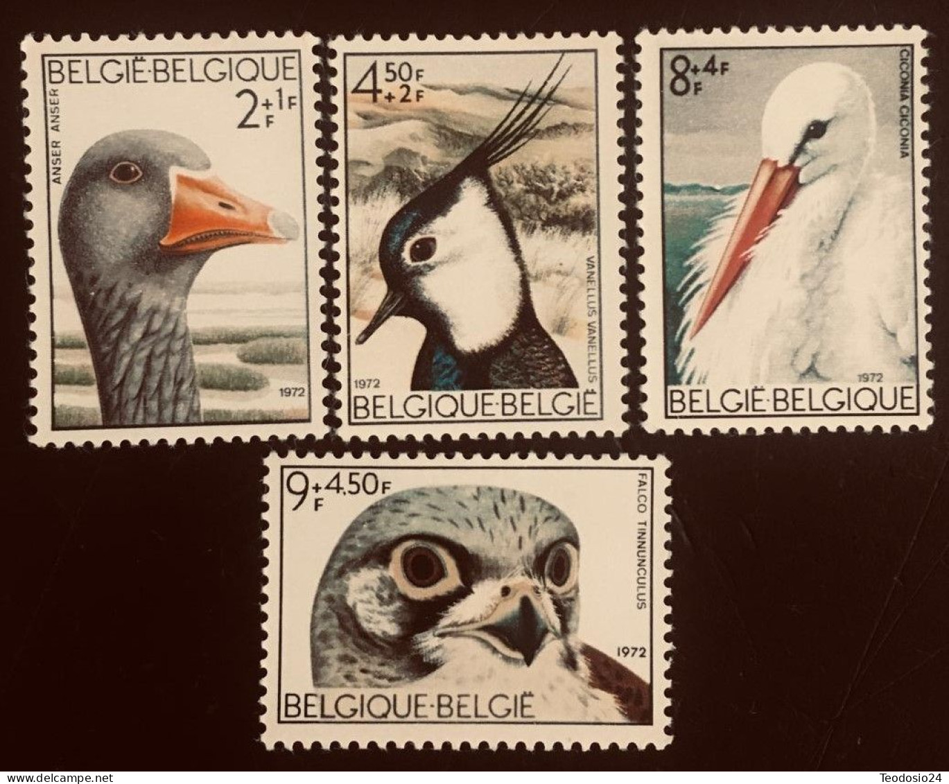 BELGIQUE 1972 FAUNA PAJAROS OISEAUX Yvert N 1644 A 1647 ** - Neufs